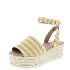Yellow Striped Platform Espadrilles - 8.5